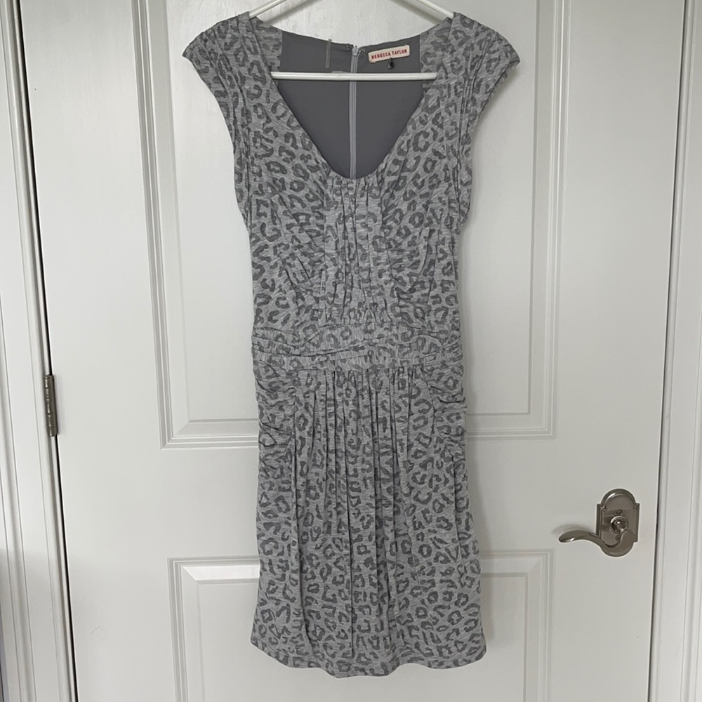 Rebecca Taylor Gray leopard print sleeveless dress